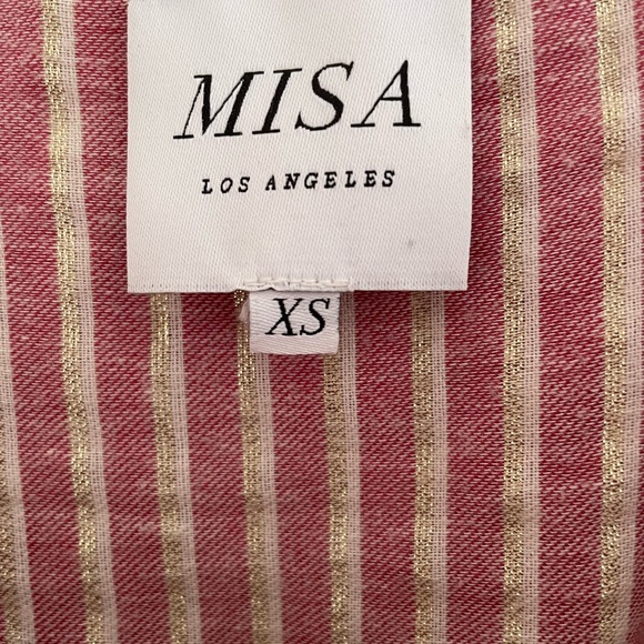 Misa LA (Anthropologie) Carson Tiered Sundress XS Pink and Gold - Picture 3 of 7